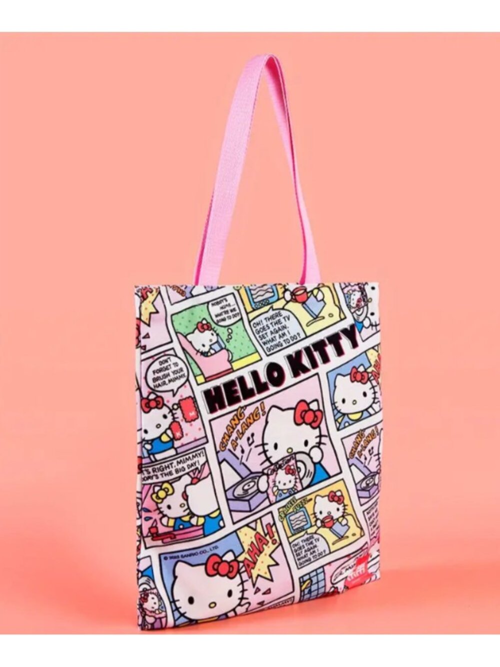 Hello Kitty Comic Strip Tote Bag Large Reusable Shopping Travel Shoulder Bag